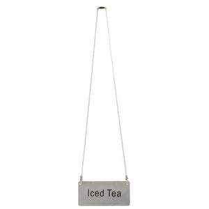 Letrero colgante con cadena para té helado, acero inoxidable 3 1/2 x 1 3/4