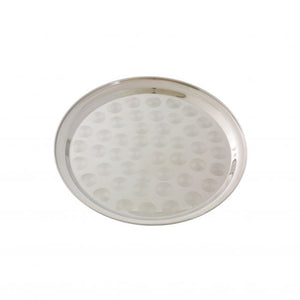 Charola redonda de acero inoxidable con borde angosto 12"