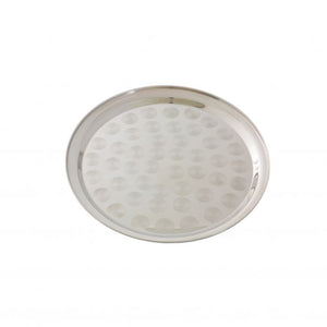 Charola redonda de acero inoxidable con borde angosto 16"