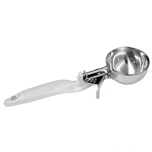 Porcionador de palanca tipo disher 5 1/3 OZ No. 6 color blanco con mango ergonómico