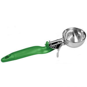 Cuchara porcionadora con palanca 2 2/3 OZ #12 verde mango ergonómico