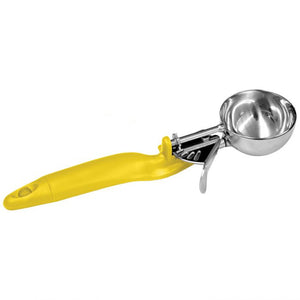 Cuchara porcionadora con palanca 1 5/8 OZ #20 amarillo mango ergonómico