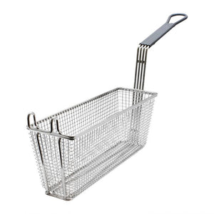 Canastilla rectangular para freír con mango gris niquelada