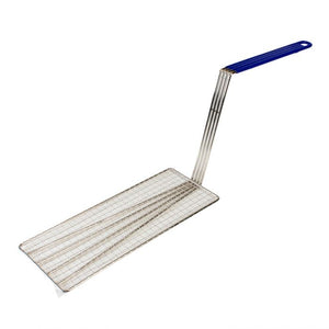 Prensa para canastilla de freír con mango azul 5 3/4" x 14 1/2"