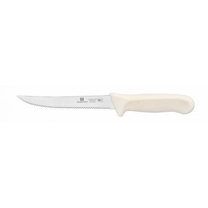 Cuchillo utilitario con hoja de 5-1/2", serrado, mango de polipropileno blanco, acero alemán, NSF