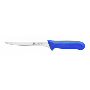 Cuchillo para deshuesar con hoja de 6", angosto, mango de polipropileno azul, acero alemán, NSF