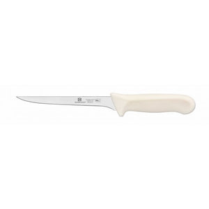 Cuchillo para deshuesar con hoja de 6", angosto, mango de polipropileno blanco, acero alemán, NSF