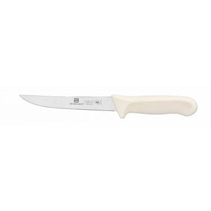 Cuchillo para deshuesar con hoja de 6", ancho, mango de polipropileno blanco, acero alemán, NSF