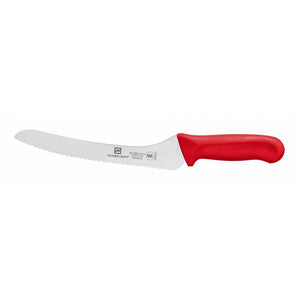 Cuchillo para pan con hoja de 9", mango de polipropileno rojo, acero alemán, NSF