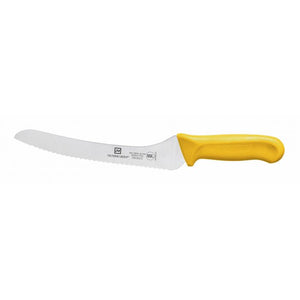 Cuchillo para pan con hoja de 9", mango de polipropileno amarillo, acero alemán, NSF