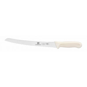Cuchillo para pan con hoja de 9-1/2", mango de polipropileno blanco, acero alemán, NSF