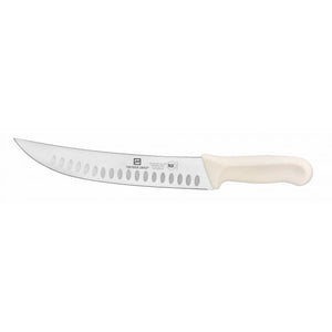Cuchillo cimeter para carne con hoja de 9-1/2", alveolado, mango de polipropileno blanco, acero alemán, NSF