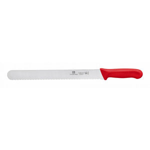 Cuchillo rebanador con hoja de 12", serrado, mango de polipropileno rojo, acero alemán, NSF