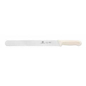 Cuchillo rebanador con hoja de 12", serrado, mango de polipropileno blanco, acero alemán, NSF