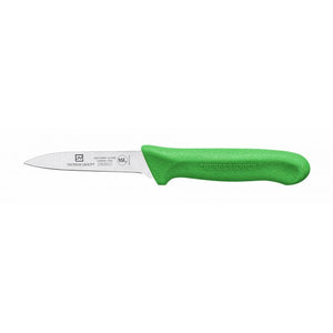 Cuchillo mondador con hoja de 3-1/4", mango de polipropileno verde, acero alemán, paquete con 2 piezas, NSF