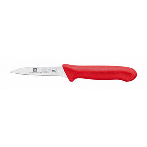 Cuchillo mondador con hoja de 3-1/4", mango de polipropileno rojo, acero alemán, paquete con 2 piezas, NSF