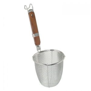 Espumadera para noodles de acero inoxidable con mango plano de madera 5-1/2"