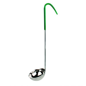 Cucharón de una pieza con mango codificado por color 4 OZ color verde de acero inoxidable