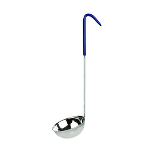 Cucharón de una pieza con mango codificado por color 8 OZ color azul de acero inoxidable