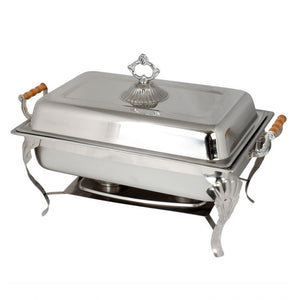Chafer entero deluxe de acero inoxidable 8 qt con asa de madera