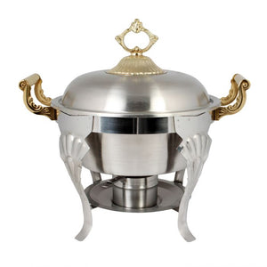 Chafer redondo medio de acero inoxidable 5 qt con asa de latón