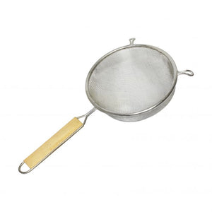 Colador de malla sencilla fina con mango de madera de acero inoxidable 6"