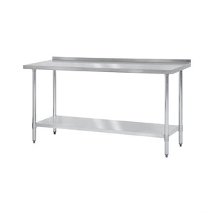 Mesa de trabajo de acero inoxidable 430, cubierta plana 24" x 60" x 35" con respaldo de 4"