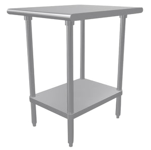 Mesa de trabajo 24 x 30 pulg cubierta de acero inoxidable 304 calibre 14 con entrepaño ajustable