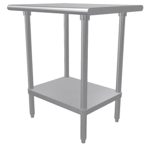 Mesa de trabajo 30 x 24 pulg cubierta de acero inoxidable 304 calibre 14 con entrepaño ajustable