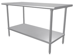 Mesa de trabajo 60 x 30 pulg cubierta de acero inoxidable 304 calibre 14 con entrepaño ajustable
