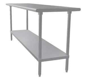Mesa de trabajo 84 x 24 pulg cubierta de acero inoxidable 304 calibre 14 con entrepaño ajustable