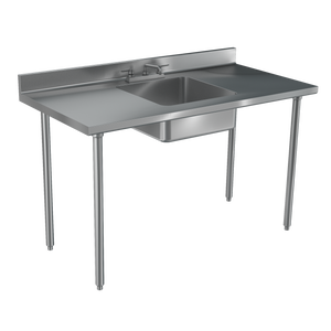 Mesa de trabajo 96" x 30" 4-Series área de producción base abierta calibre 16 acero inoxidable con tarja alineada al centro