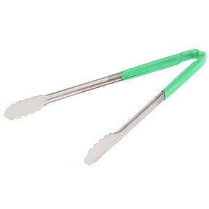 16" acero inoxidable de una pieza scalloped pinzas con verde Kool-Touch® mango
