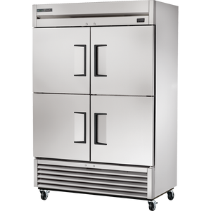 Refrigerador vertical de 54-1/8", 4 puertas, puertas sólidas, medias puertas, batientes, acero inoxidable