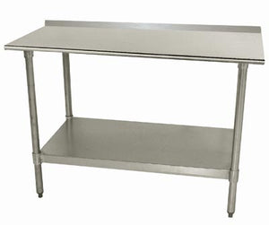 Mesa de trabajo Special Value de acero inoxidable 430 calibre 18 48 x 24 pulg con respaldo de 1-1/2 pulg