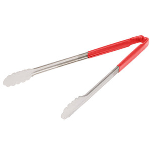 16" acero inoxidable de una pieza scalloped pinzas con rojo Kool-Touch® mango