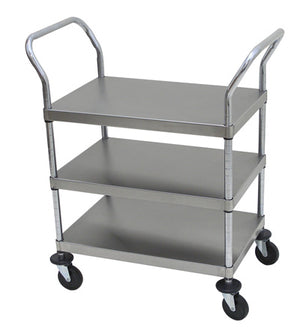 Carro utilitario de acero inoxidable tubular de 3 repisas 18 x 27 pulg