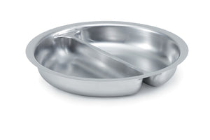 2 1/2 qt divided 2-compartimento redondo uso rudo acero inoxidable inserto para alimentos