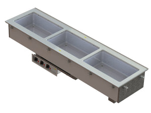 Baño María 2 pozos 120 V 1200 W modular empotrable con drenaje estándar con controles infinitos