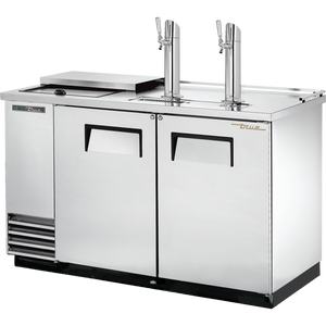 Dispensador de cerveza directo con club top de 58-7/8", 2 puertas, 2 barriles, puertas sólidas, exterior de acero inoxidable