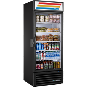 Refrigerador exhibidor de 30-1/4", con temporizador de seguridad, 1 puerta, puertas de cristal, medias puertas, batientes, 5 repisas