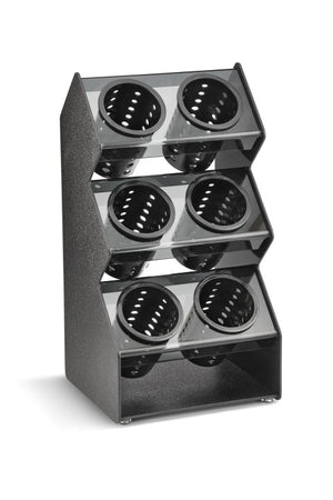 Organizador 6-compartimento vertical sobre mostrador cubiertos con removible negro perforado cilindros