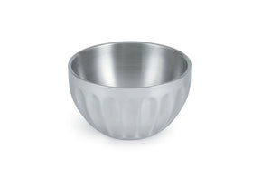 Bowl de servicio de acero inoxidable de doble pared 1 7/10 qt redondo acanalado