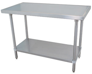 Mesa de trabajo de acero inoxidable 304 calibre 14 con entrepaño galvanizado 60 x 24 pulg