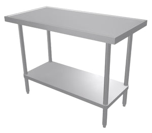 Mesa de trabajo de acero inoxidable 304 calibre 14 con entrepaño inoxidable 48 x 24 pulg