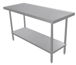 Mesa de trabajo de acero inoxidable 304 calibre 14 con entrepaño inoxidable 60 x 24 pulg