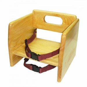 Silla elevadora apilable para niño de madera natural, cumplimiento ASTM