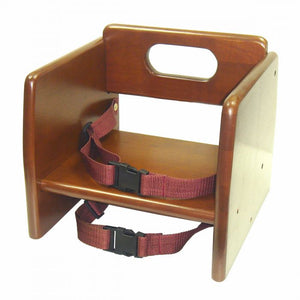 Silla elevadora apilable para niño de madera nogal, cumplimiento ASTM