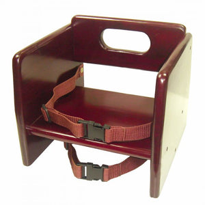 Silla elevadora apilable para niño de madera caoba, cumplimiento ASTM