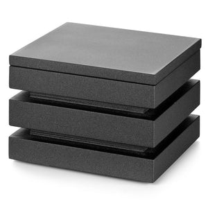 Stackable cubic exhibición support cubes y tapa en negro